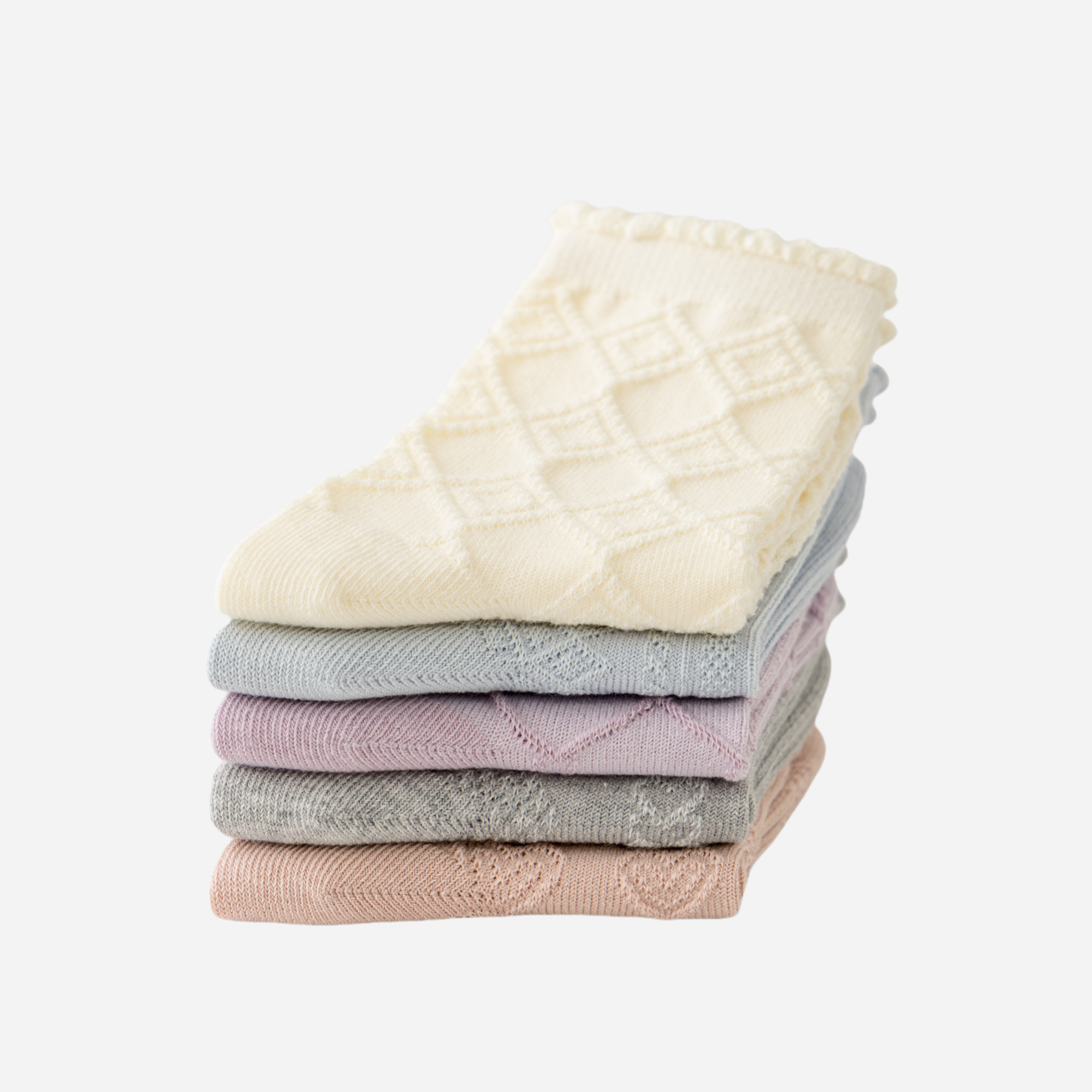Kid's Pastel Knit Crew Socks - 5 Pairs