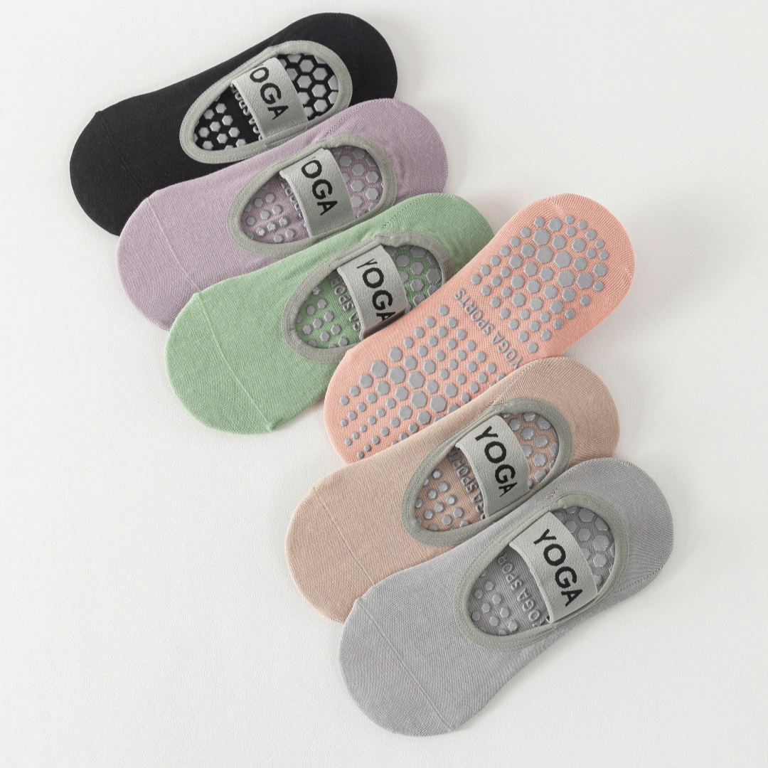 Women's Mercerized 92% Cotton Pilates Socks - product photo showing secure grip comfort