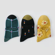 Artistic Color-Block Ankle Socks 3-Pack