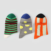 "Geometric Muse" Textured Pattern Ankle Socks 3-Pack