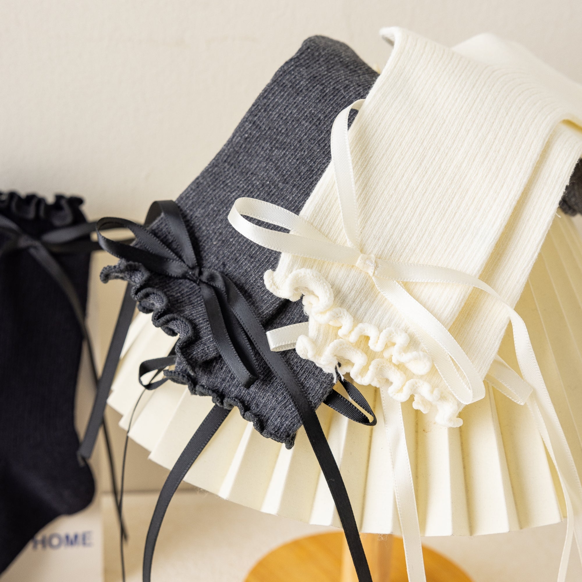 Kid's Ribbon Tie Ruffle Socks - 2 Pairs