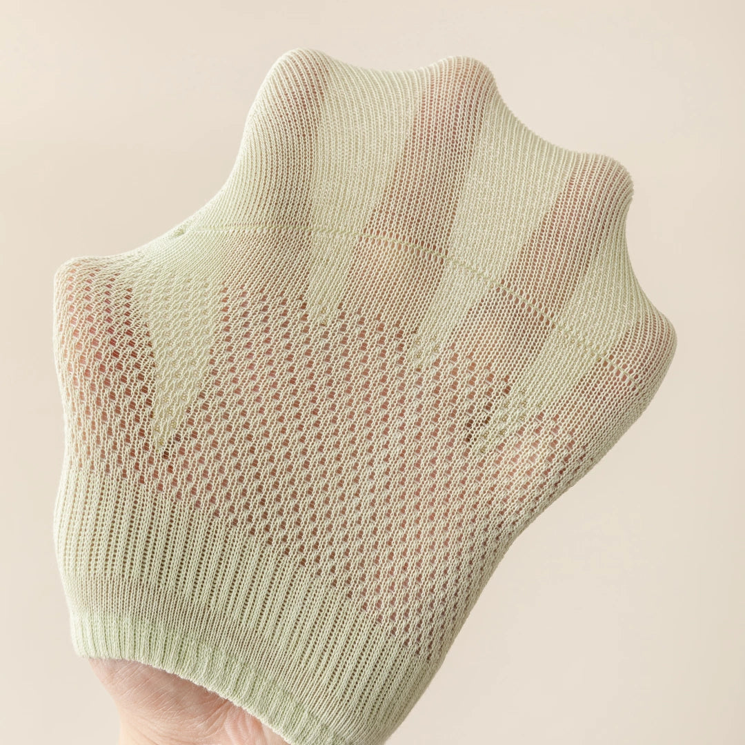 Women's 95% Cotton Candy Mesh No-Show Socks - product photo showing breathable mesh comfort