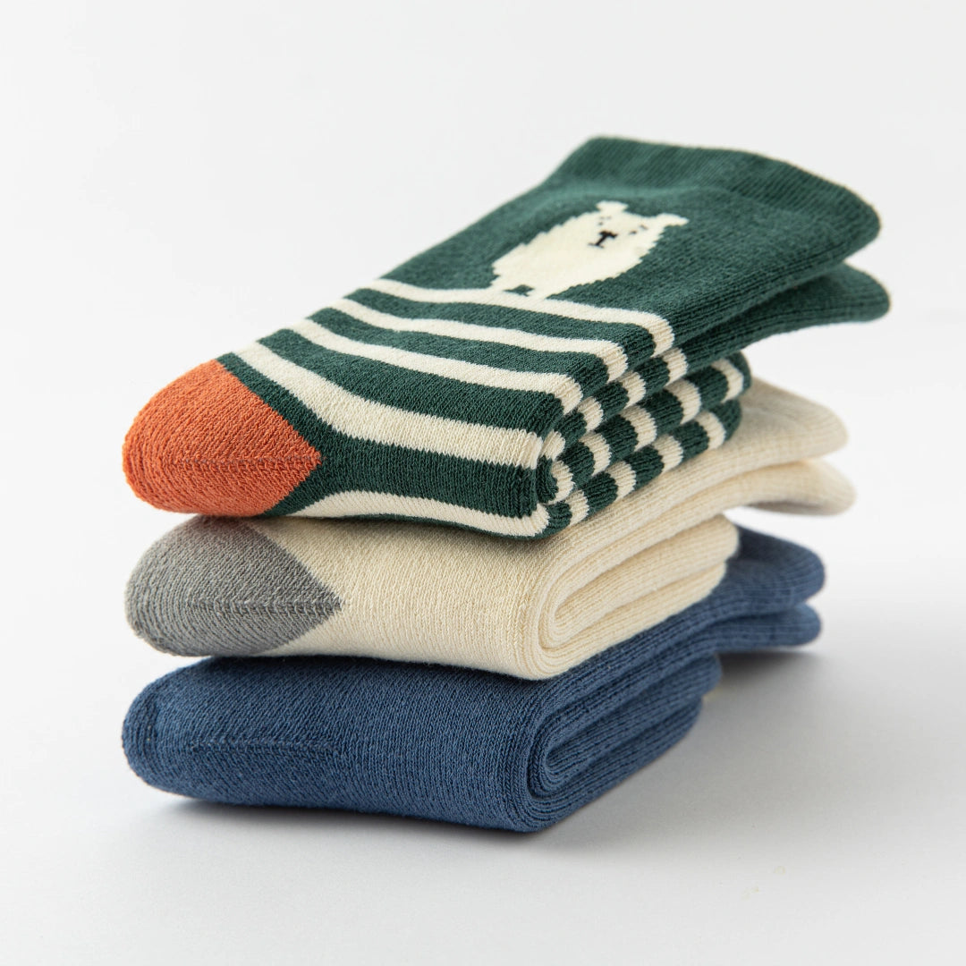 Baby’s Cozy Winter Terry Crew Socks Bear & Forest 3-Pack