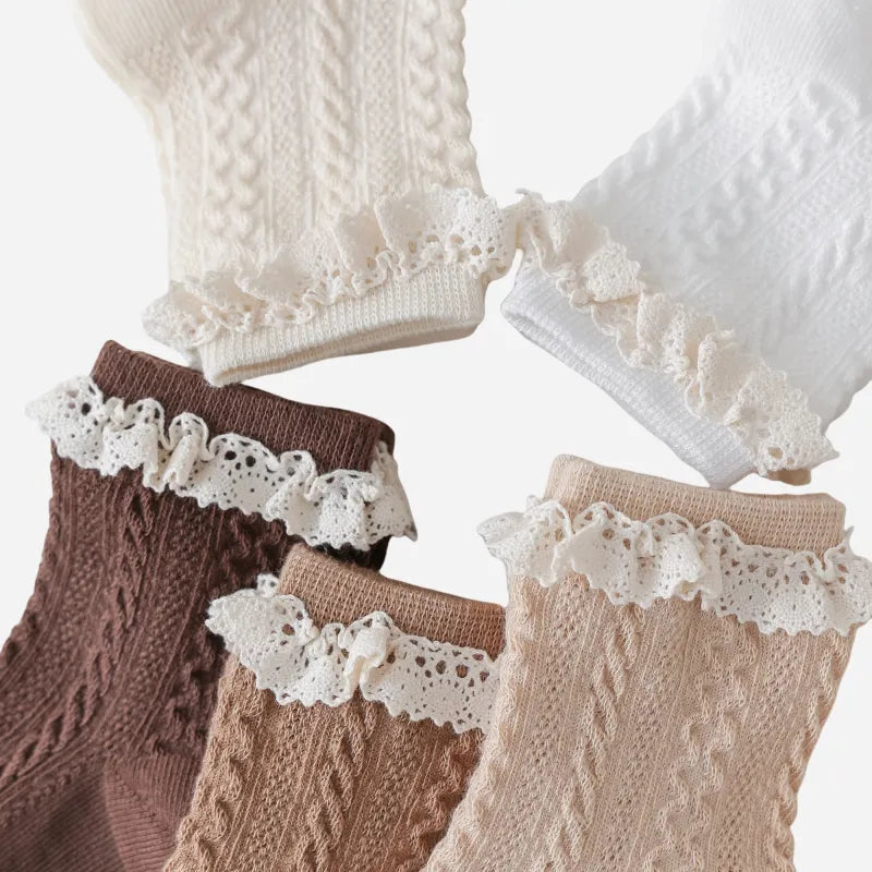 Babies The Cable-Knit Lace Socks-4 Pairs