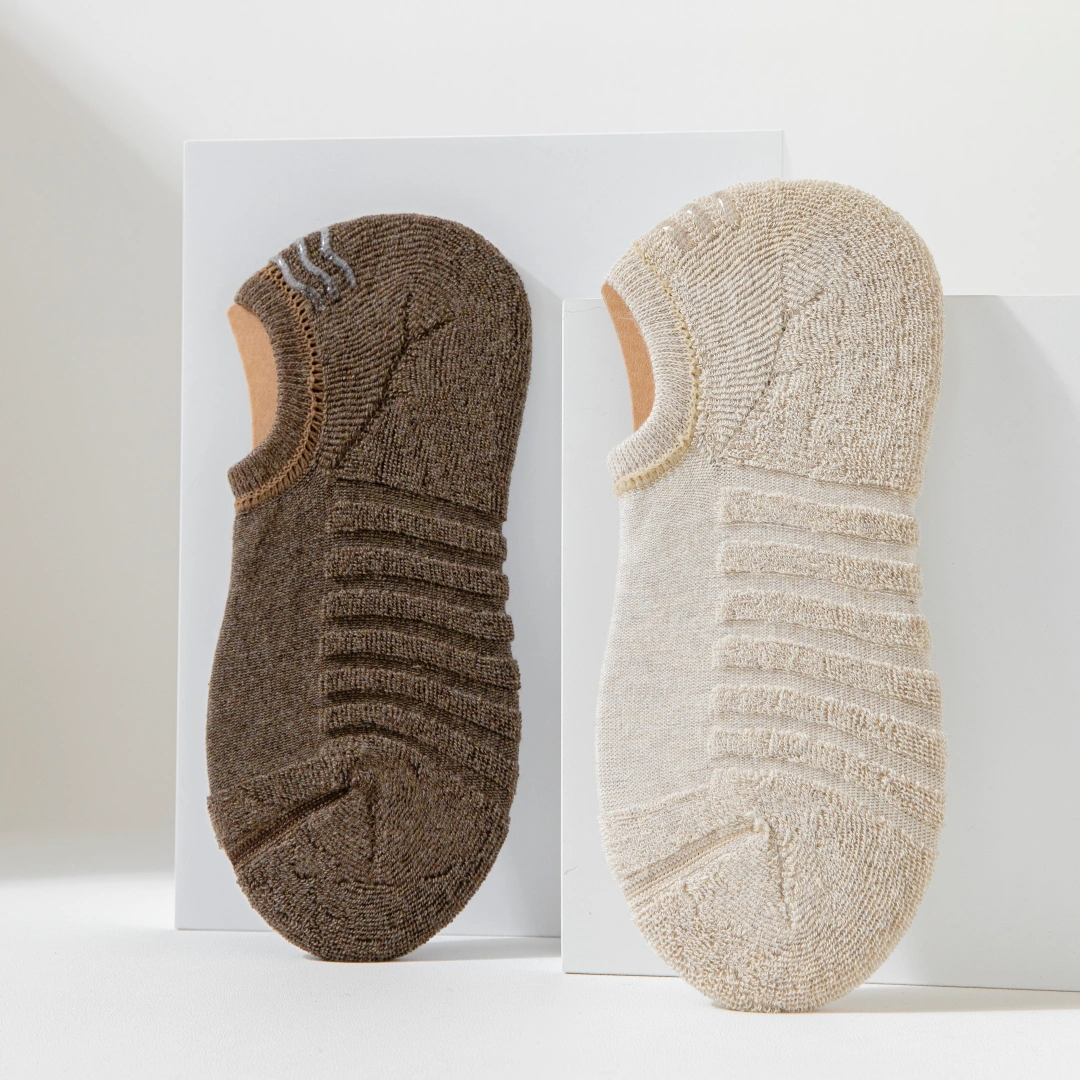 Men's 92% Cotton Cushioned Invisible Socks - product photo showing cushioned comfort