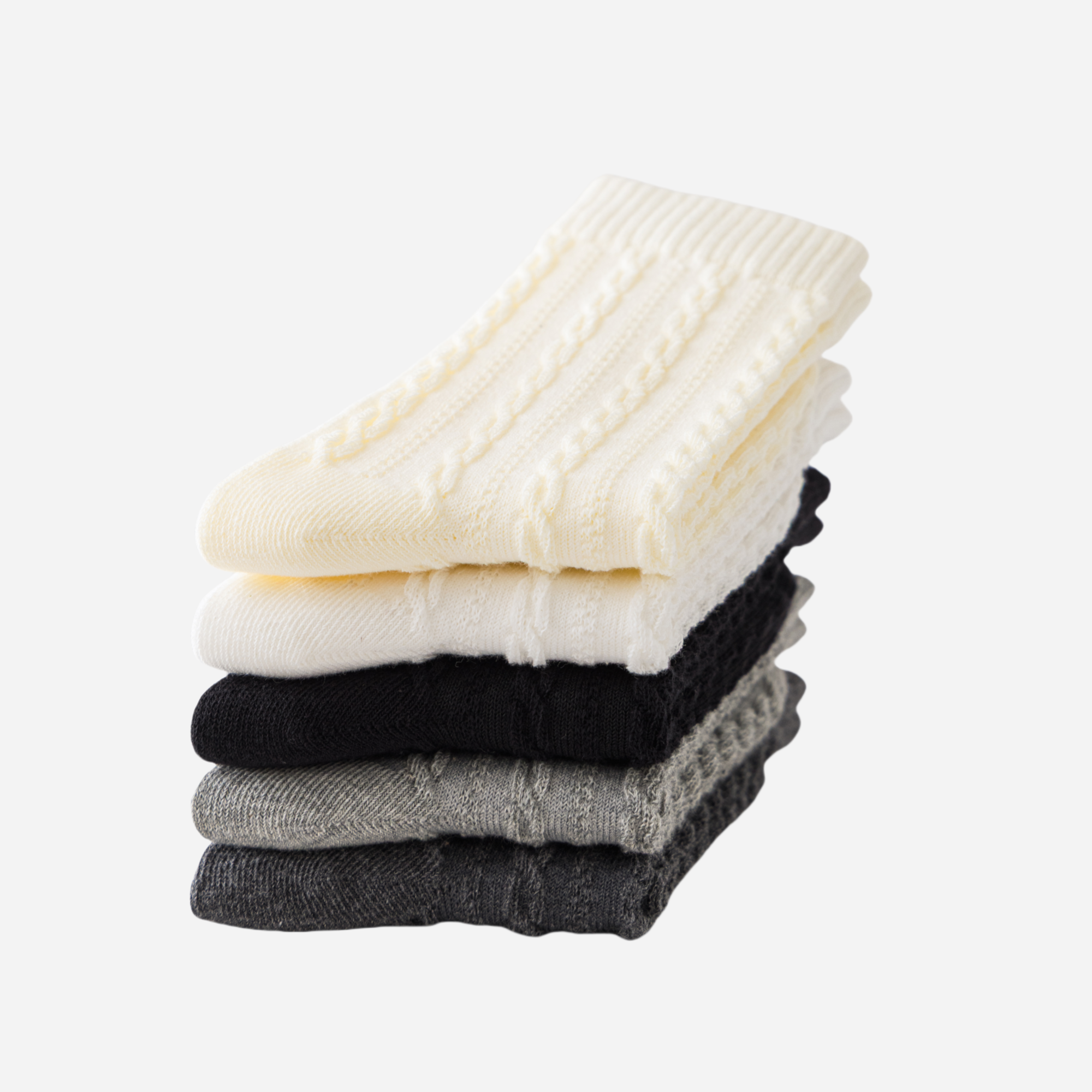 Kid's Classic Cable-Knit Crew Socks - 5 Pairs