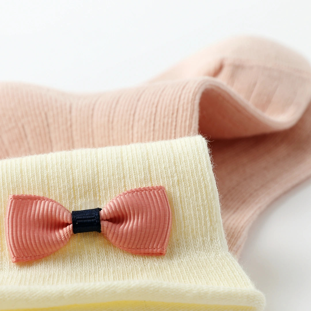 Baby’s Sweet Ribbon Bow Two-Tone Socks 4-Pack