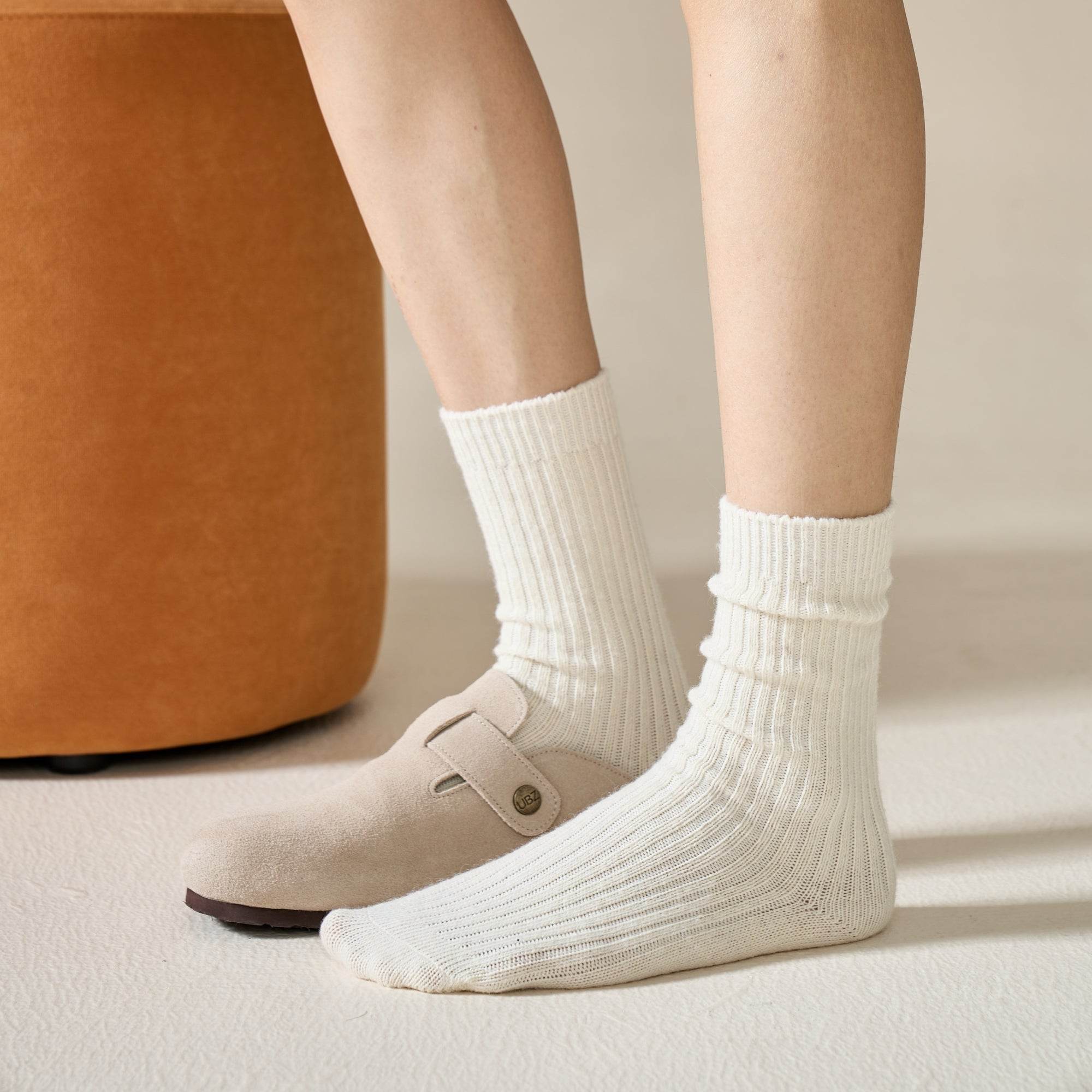 Women's Warm Wool Ribbed Socks  - Single Pair