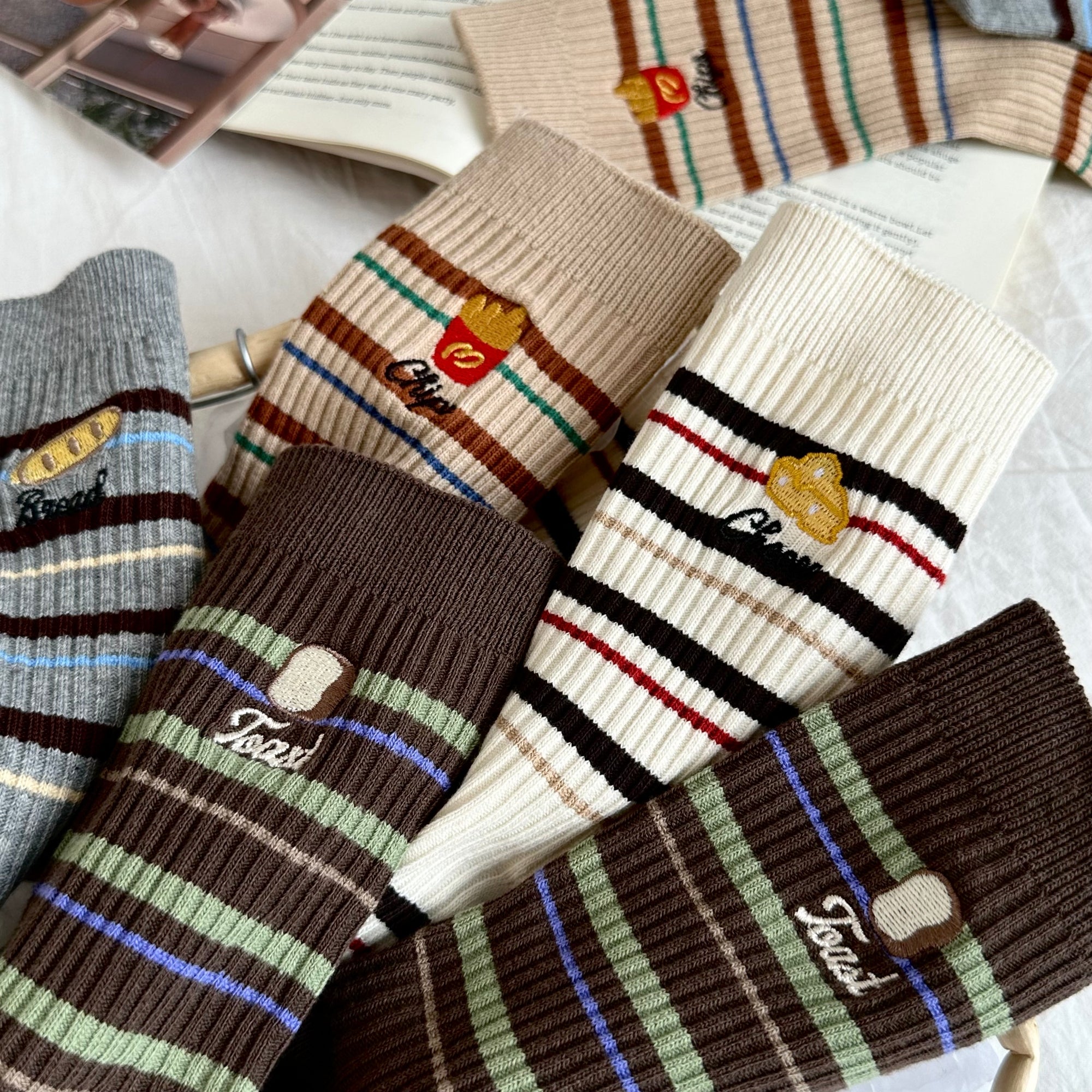 Women's Novelty Foodie Embroidered Socks - Single Pair