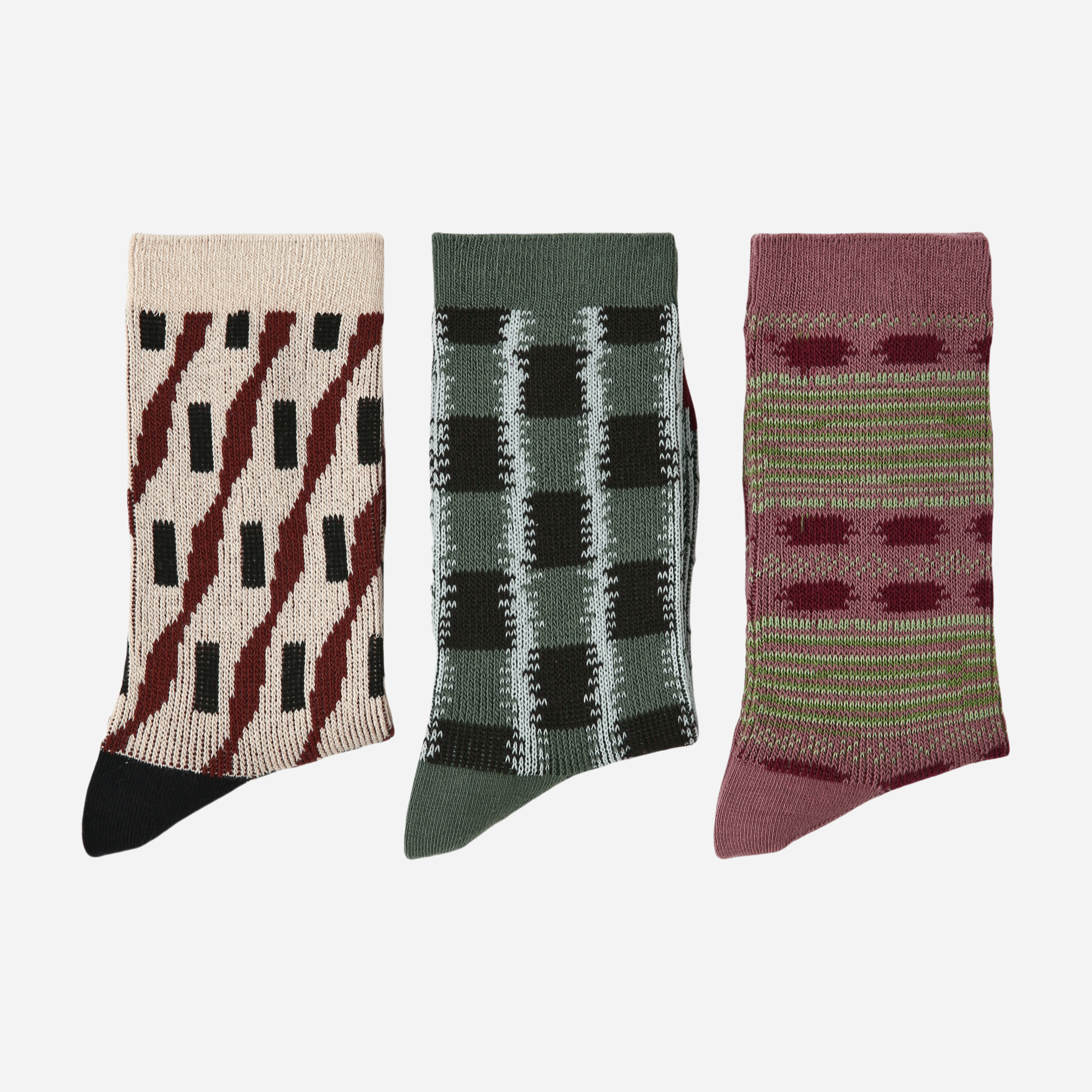 Women's Grid Rhythm in Coffee Berry-3 Pack