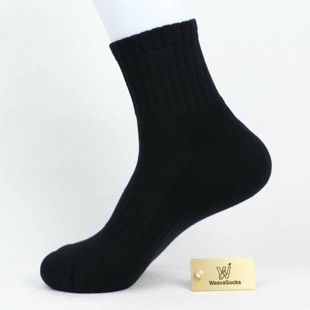 Men's Heather Terry Cushion 92% Cotton Quarter Socks - product photo showing cushioned comfort