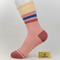 Women's Retro Striped Non-Slip Yoga & Pilates Crew Socks - product photo showing secure grip comfort