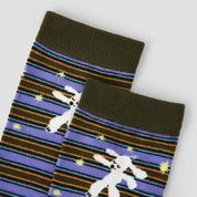 Women's Designer Dancing Bunny Striped Calf Socks