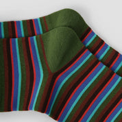 Women's Designer Cobalt & Olive Multi-Striped Colorblock Crew Socks