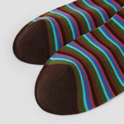 Women's Designer Cobalt & Olive Multi-Striped Colorblock Crew Socks