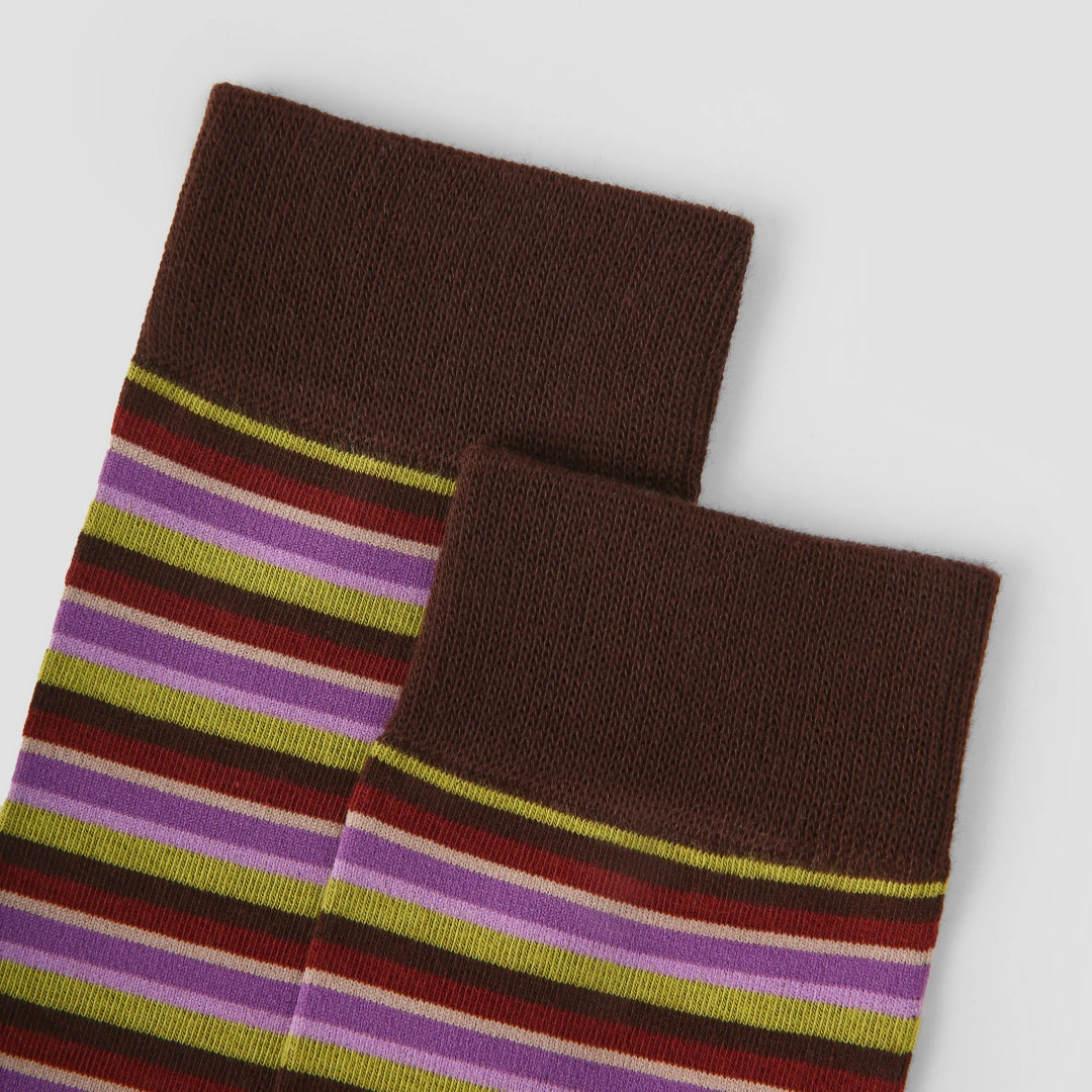 Women's Designer Retro Multi-Striped Colorblock Crew Socks