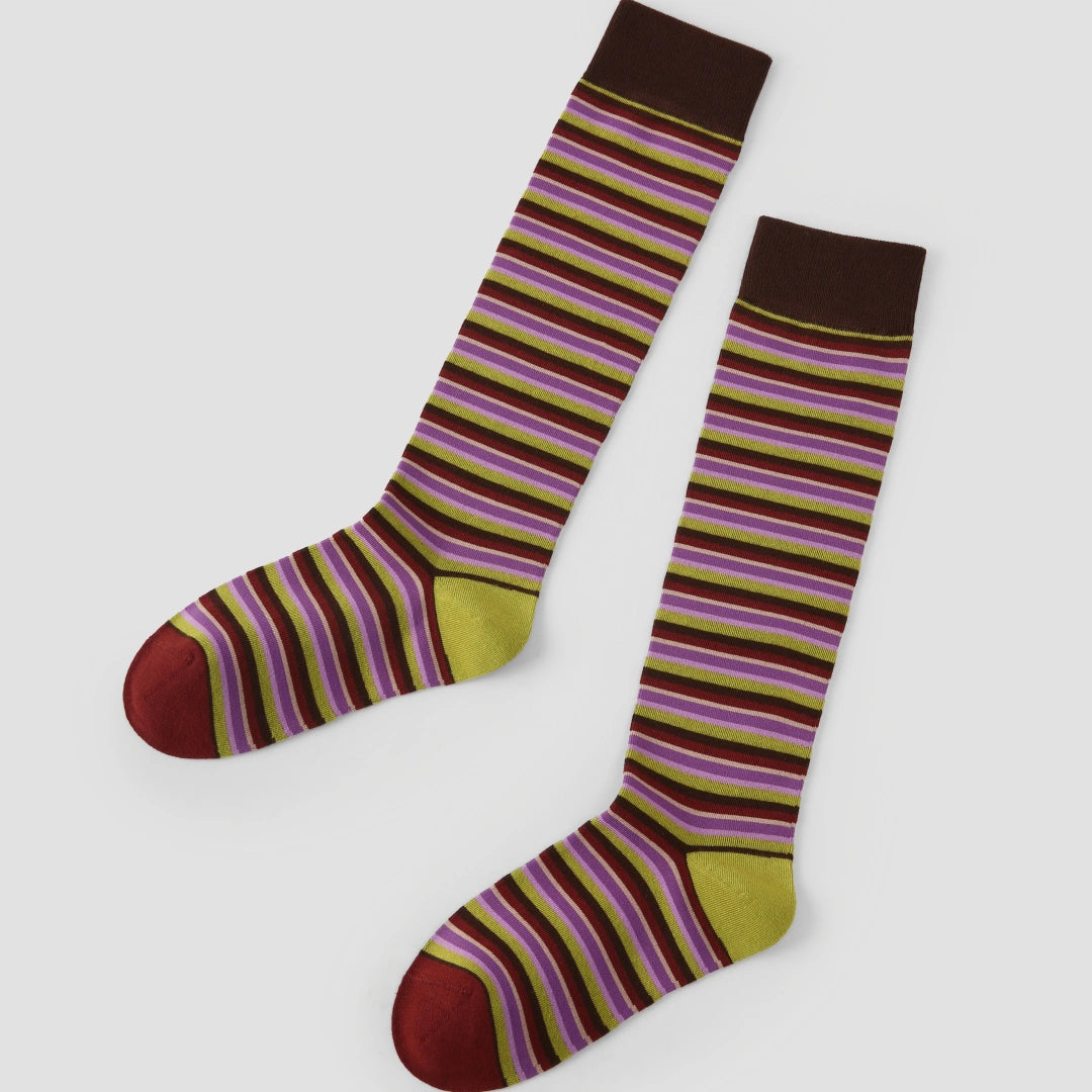 Women's Designer Retro Multi-Striped Colorblock Crew Socks