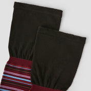 Women's Designer Burgundy & Sky Blue Striped Non-Binding Slouch Crew Socks