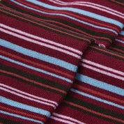 Women's Designer Burgundy & Sky Blue Striped Non-Binding Slouch Crew Socks