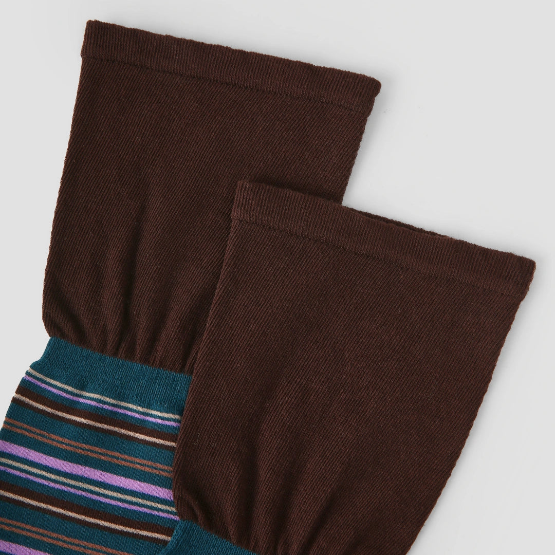 Women's Designer Teal & Lavender Striped Non-Binding Slouch Crew Socks