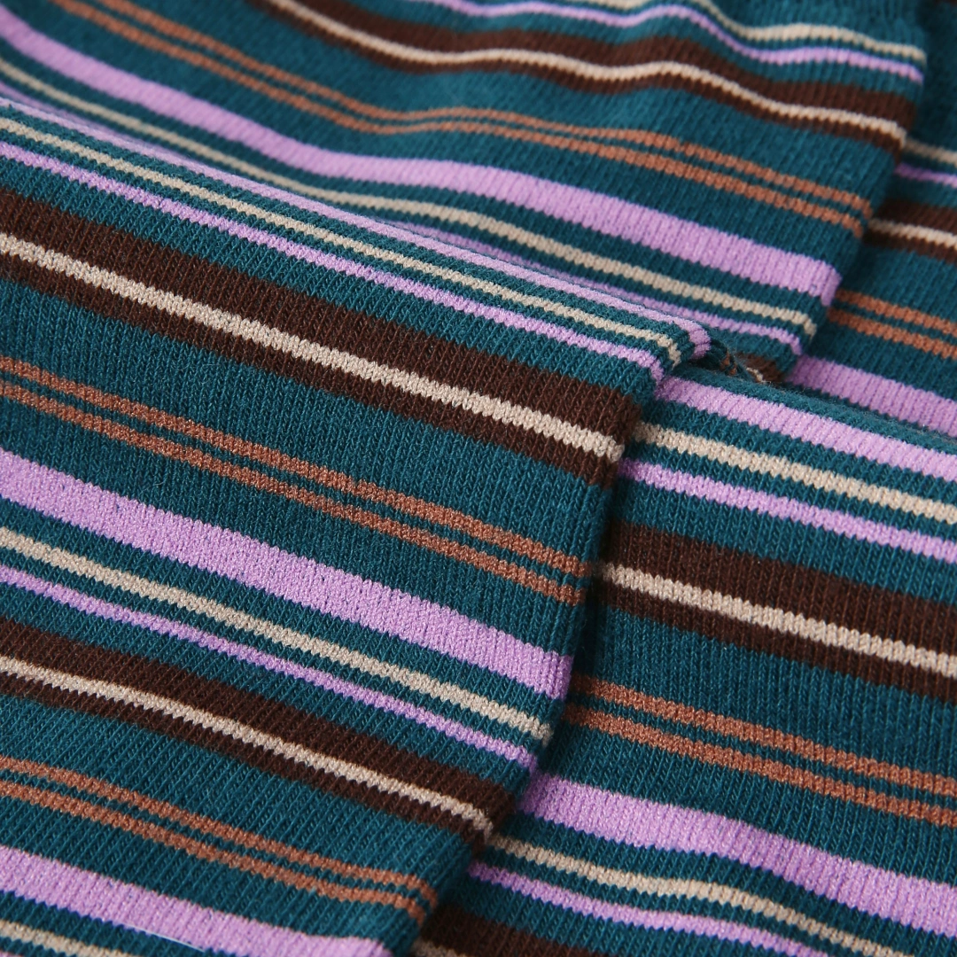 Women's Designer Teal & Lavender Striped Non-Binding Slouch Crew Socks