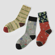 Women's Designer Abstract Pattern & 3D Jacquard Crew Socks (3-Pack)