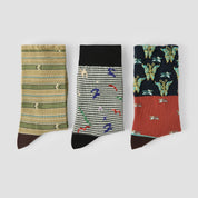 Women's Designer Abstract Pattern & 3D Jacquard Crew Socks (3-Pack)