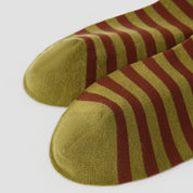 Women's Designer Olive & Rust Polka Dot Striped Non-Binding Slouch Crew Socks