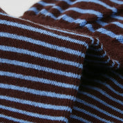 Women's Designer Espresso & Sky Blue Striped Non-Binding Slouch Crew Socks