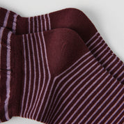 Women's Designer Maroon & Lilac Striped Non-Binding Slouch Crew Socks