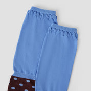 Women's Designer Chocolate & Sky Blue Polka Dot Ruched Slouch Crew Socks