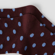 Women's Designer Chocolate & Sky Blue Polka Dot Ruched Slouch Crew Socks