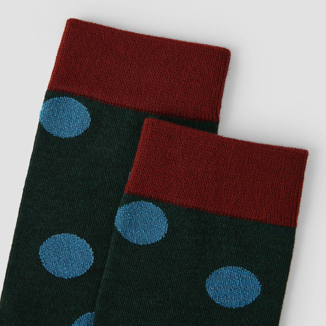 Women's Designer Retro Geometric Plaid & Polka Dot Crew Socks (3-Pack)