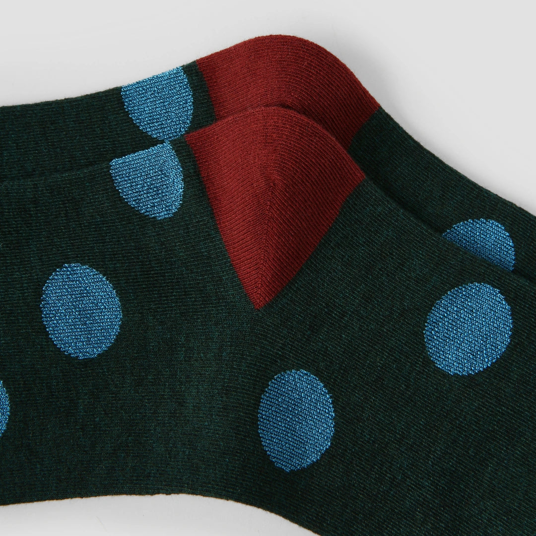 Women's Designer Retro Geometric Plaid & Polka Dot Crew Socks (3-Pack)