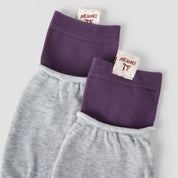 Women's Designer Heather Grey & Plum Purple Striped Non-Binding Slouch Crew Socks