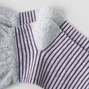 Women's Designer Heather Grey & Plum Purple Striped Non-Binding Slouch Crew Socks