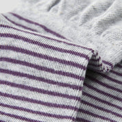 Women's Designer Heather Grey & Plum Purple Striped Non-Binding Slouch Crew Socks