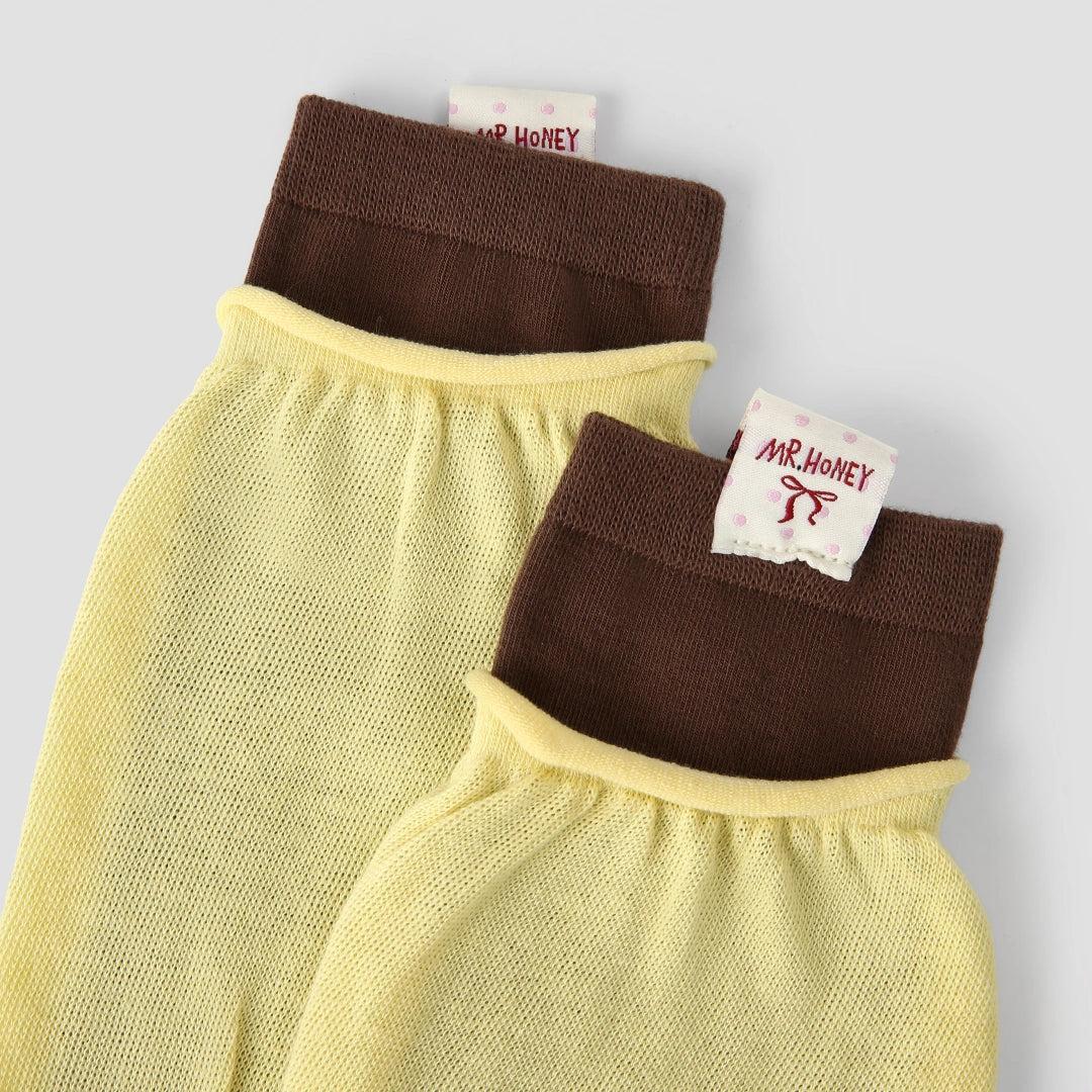 Women's Designer Butter Yellow & Mocha Striped Non-Binding Slouch Crew Socks