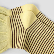 Women's Designer Butter Yellow & Mocha Striped Non-Binding Slouch Crew Socks