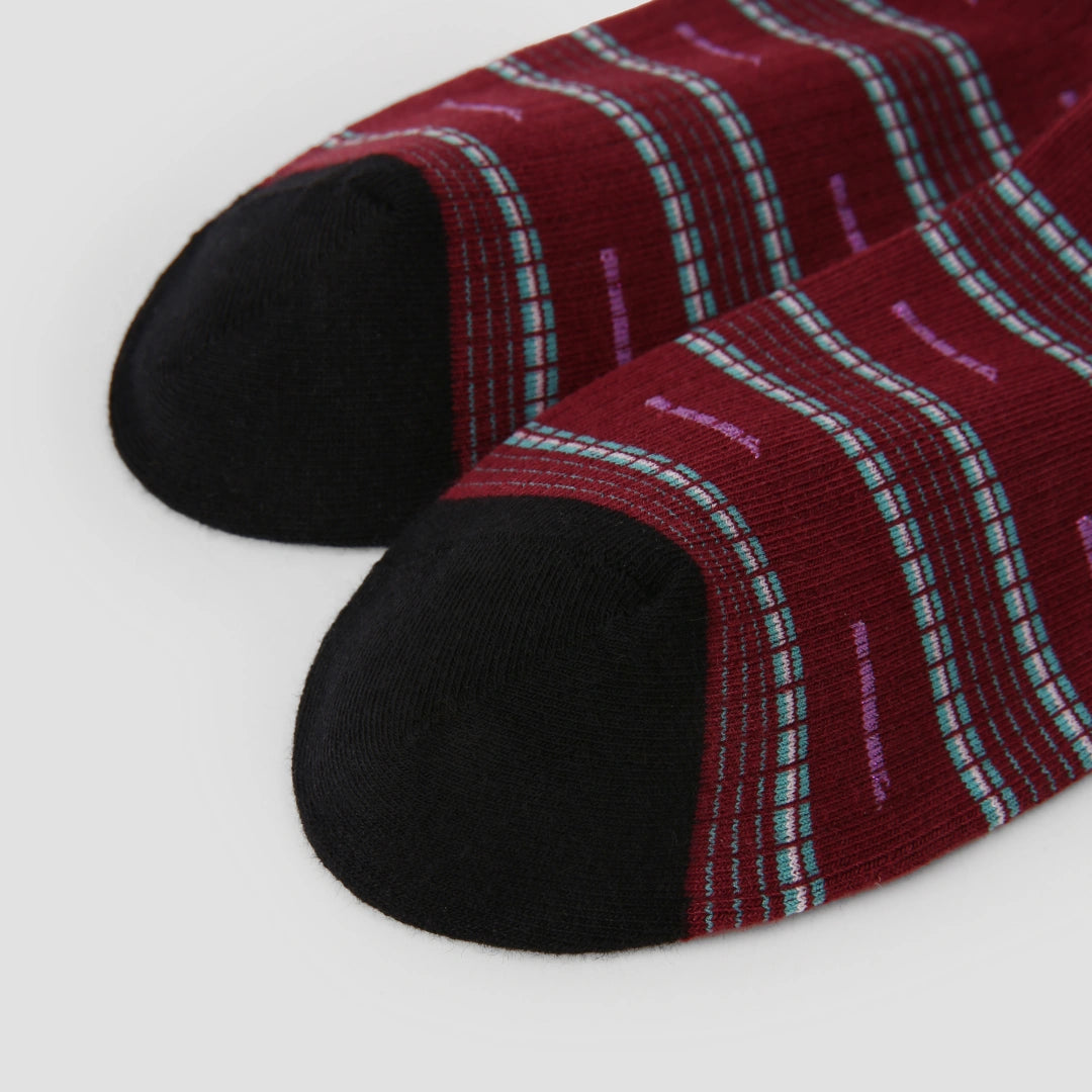 Women's Designer 3D Botanical Leaf & Shimmer Stripe Crew Socks (3-Pack)