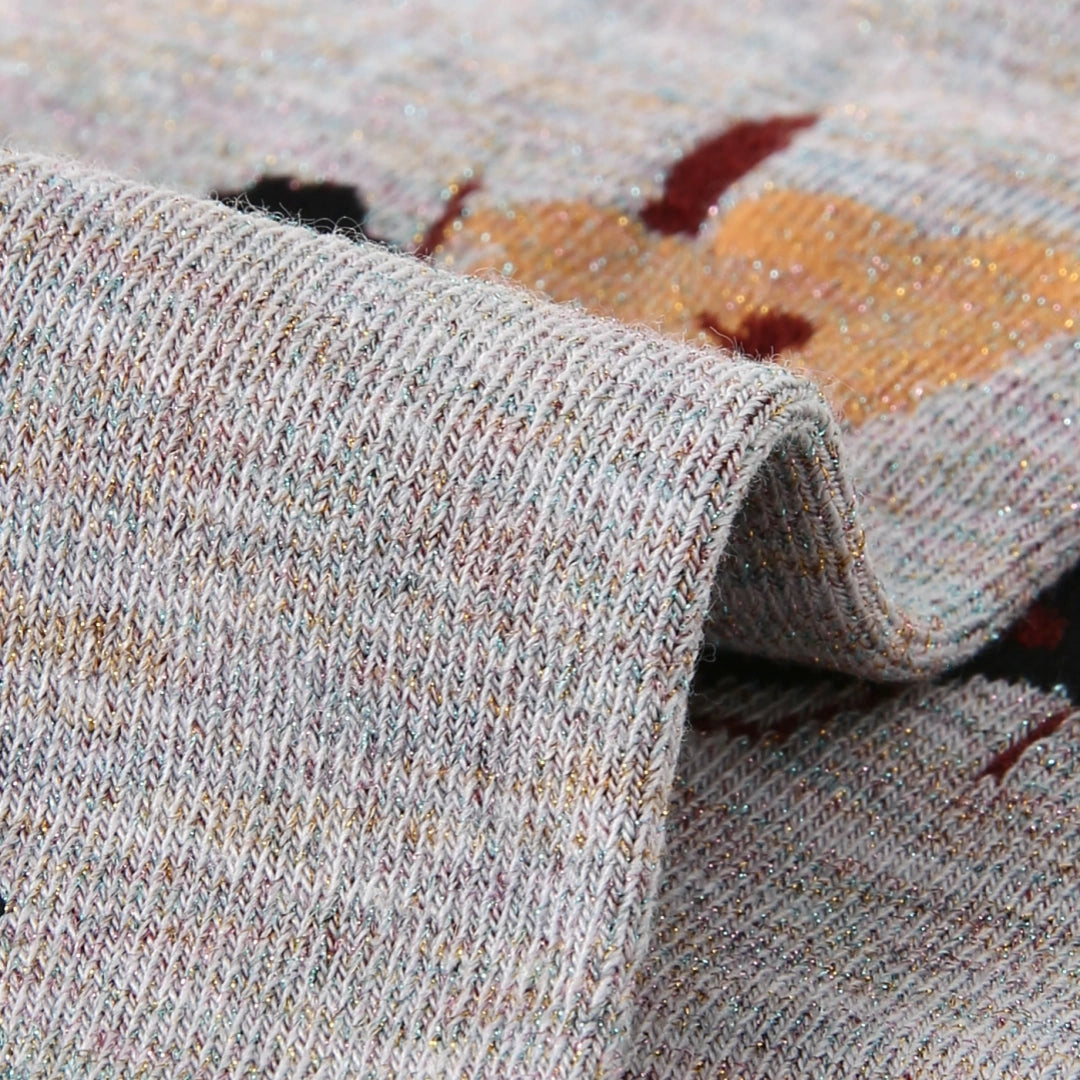 Women's Designer Retro Floral & Shimmer Plaid Crew Socks (3-Pack)
