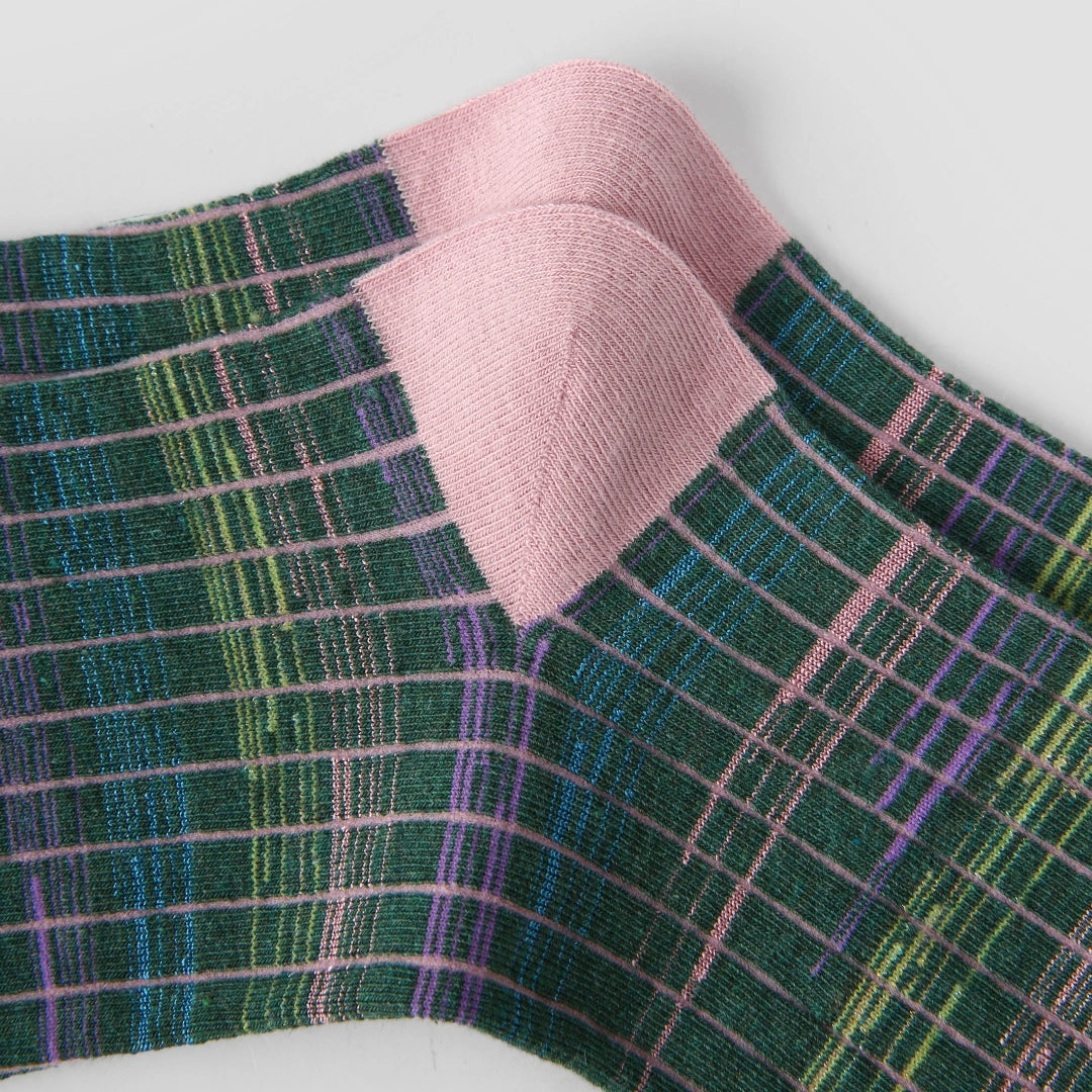 Women's Designer Shimmer Plaid & 3D Tufted Floral Crew Socks (3-Pack)