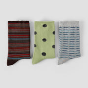 Women's Designer Shimmer Stripe & Metallic Polka Dot Crew Socks (3-Pack)