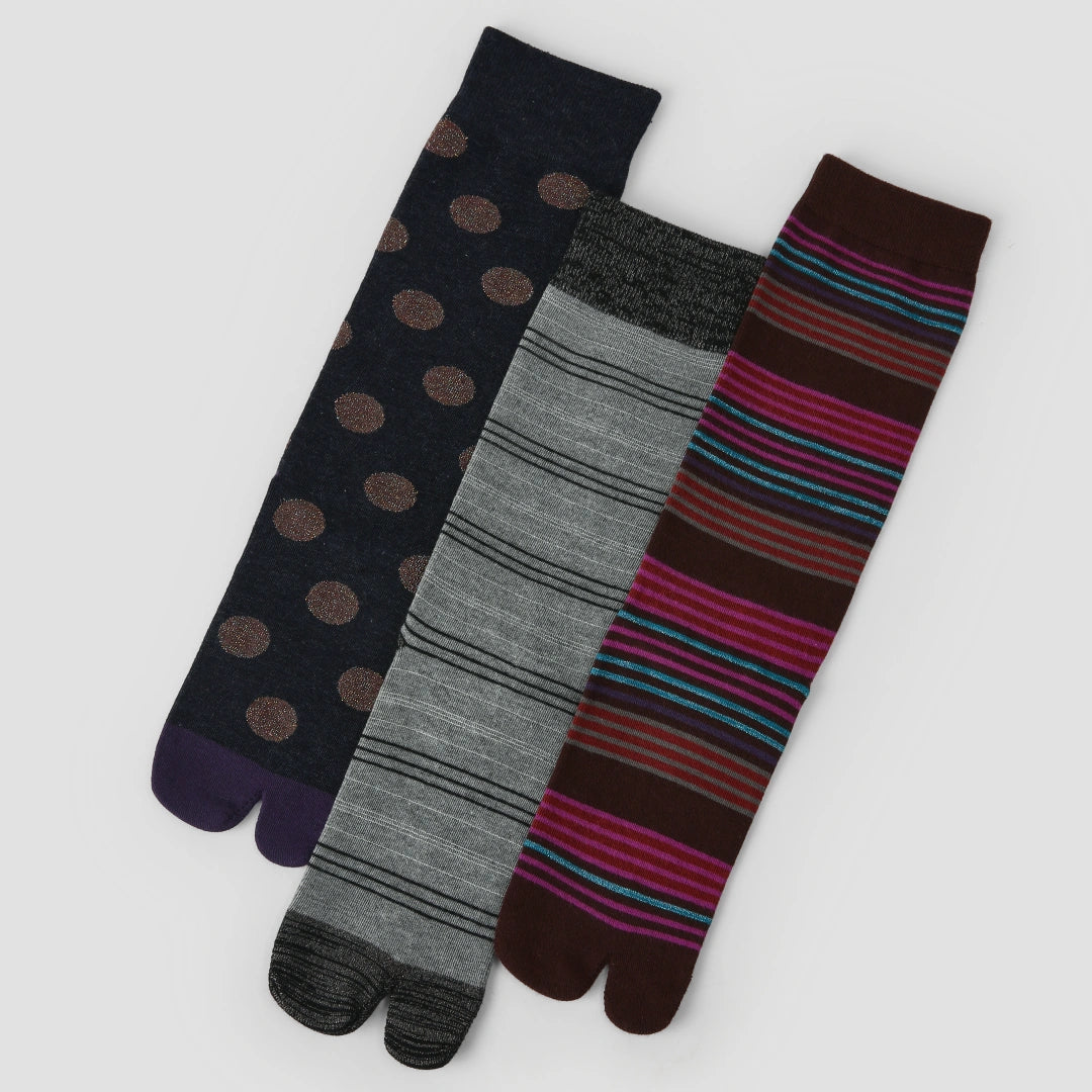 Women's Shimmer Split-Toe Tabi Crew Socks (3-Pack)