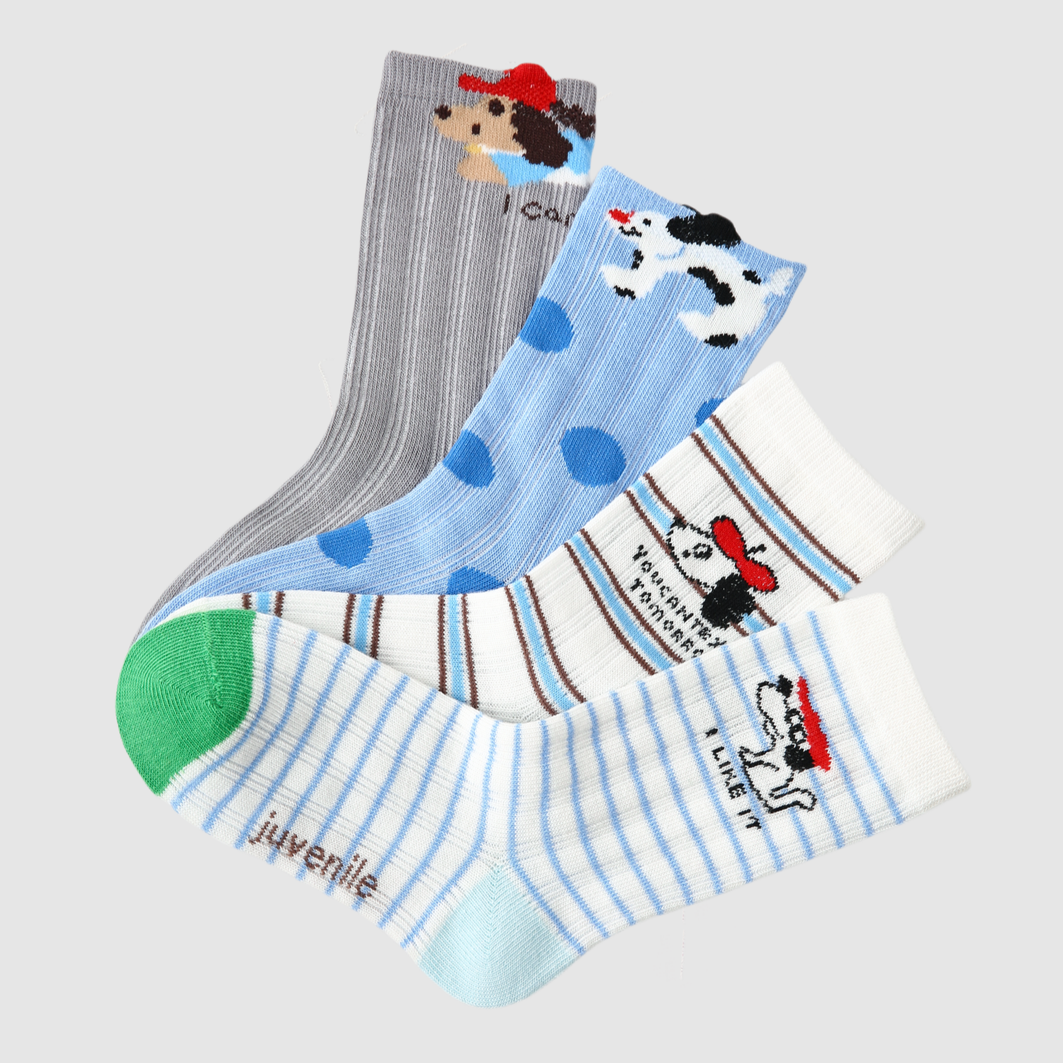 Kids' Red Cap Crew-4 Pack