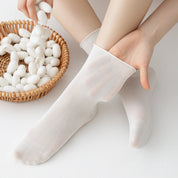 Women's 5.5" Luxury 6A Silk Roll Top Socks