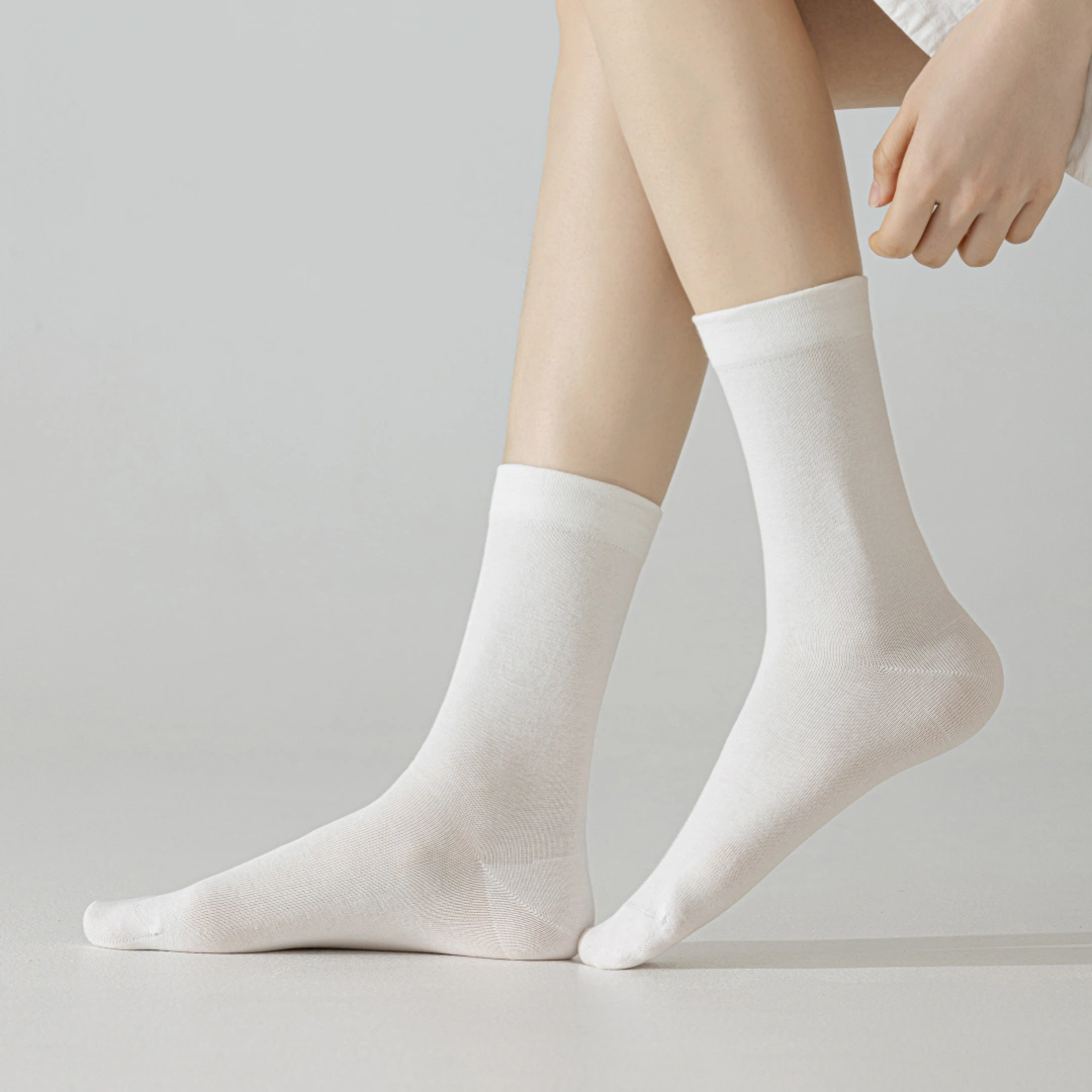Women's Ultra-Thin 99% Cotton Sorbet Crew Socks - product photo showing soft cotton comfort