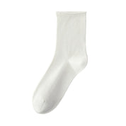 Women's 98% Cotton Ultra-Soft Roll-Top Crew Socks - product photo showing soft cotton-rich comfort