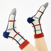 Kids' Fully Cushioned Terry Retro Sporty Puppy & Stripe Warm Crew Socks (5-Pack)