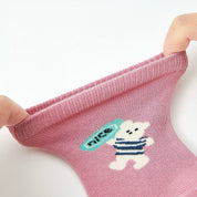 Kids' Combed Cotton Blend "Nice" Bear Crew Socks (6-Pack)